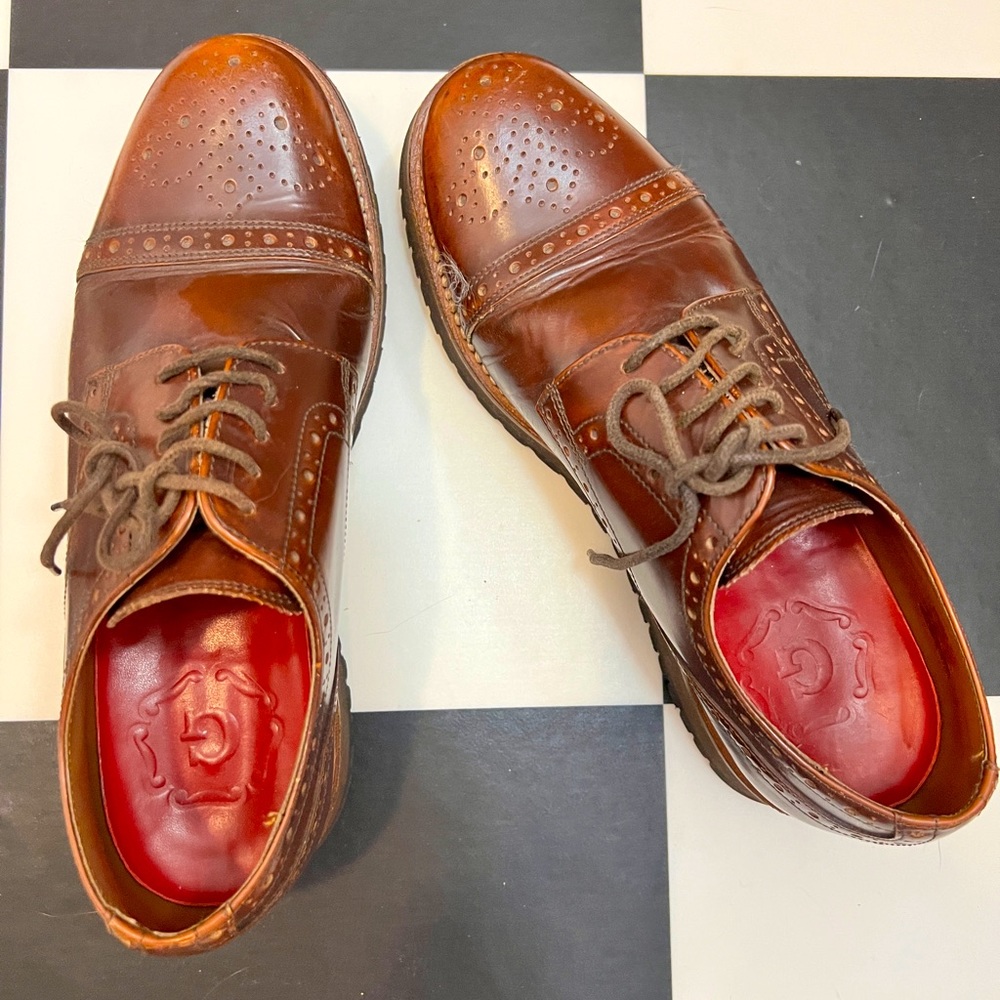 Grenson Brown Leather Platform Brogues with Red Insoles